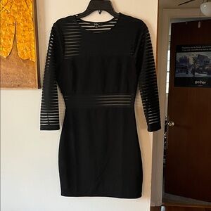 Lulu's Black Striped-Sleeve Bodycon Dress
